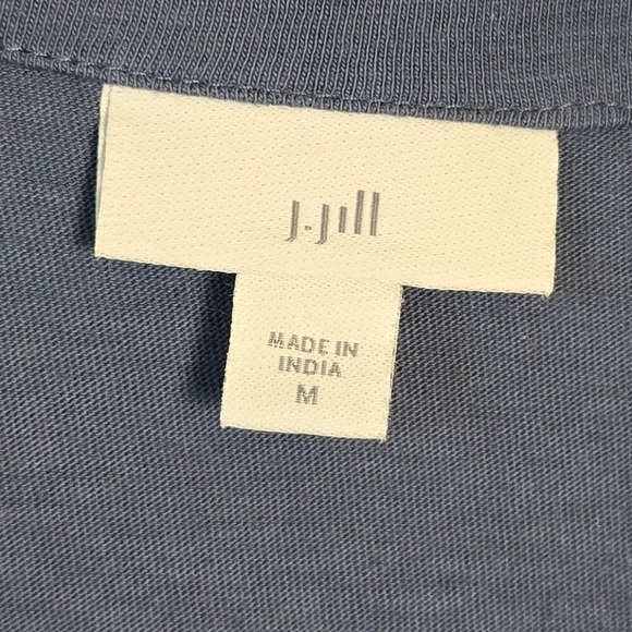 J Jill Womens M Blue Tunic Floral Expressions V-Neck Embroidered Button-Up Roomy - Picture 2 of 7